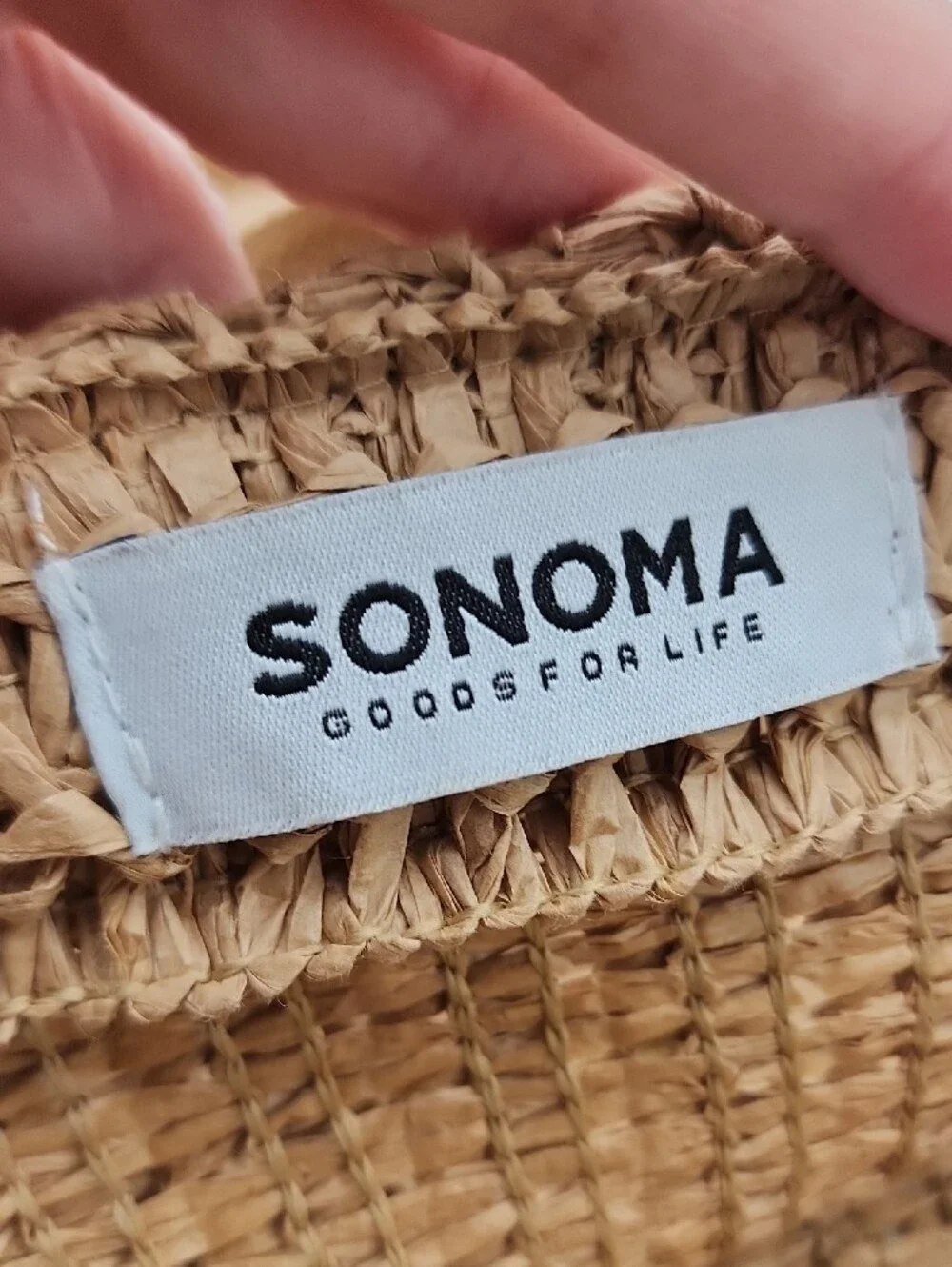 Sonoma Aloha Straw Tote Bag in Brown with Yellow Accent